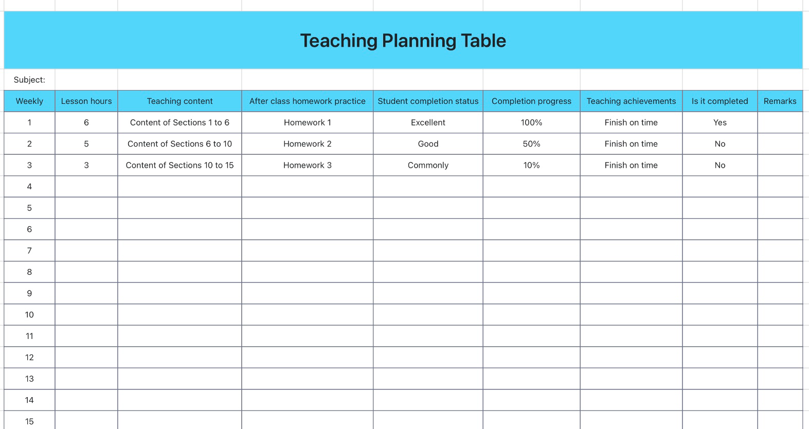 Lesson planning sheet 1